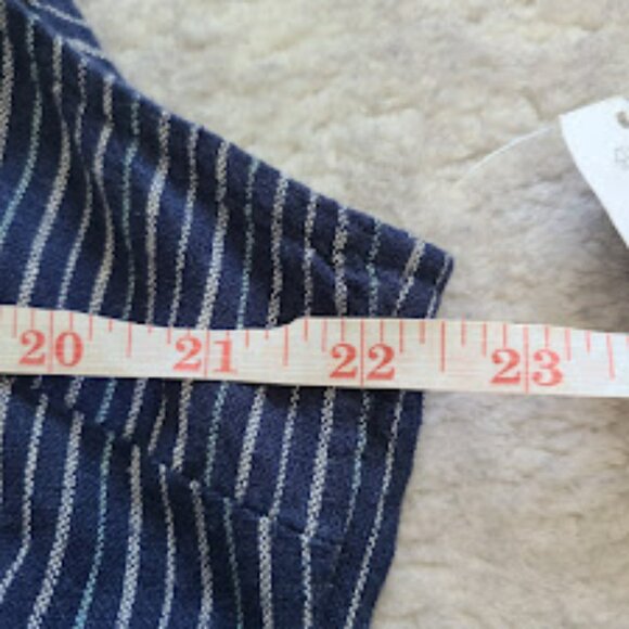 Old Navy Linen Blend Striped Button Front Midi Dress XL Pockets Cottagecore - Picture 8 of 9